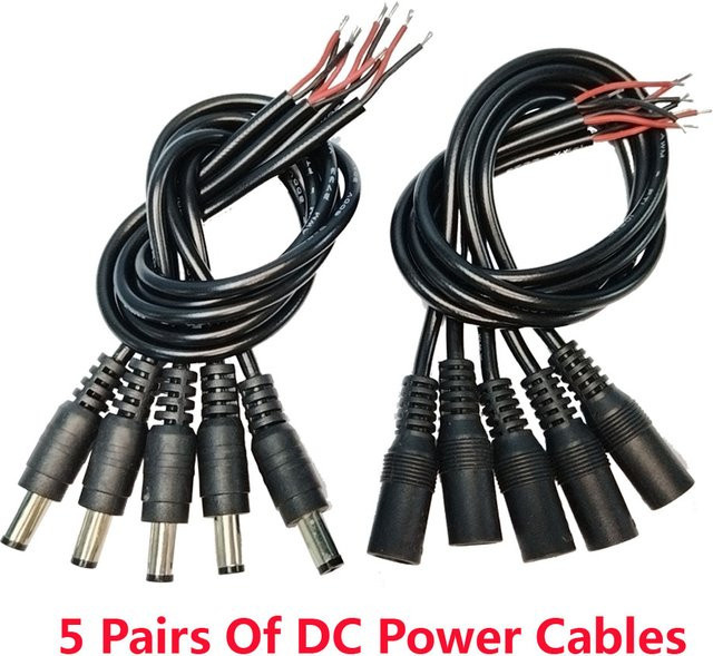 JIEN DC Kabel Stecker Set mit männlichen und weiblichen 5,5x2,1mm Hohlsteckverbindern in Schwarz - Bild 1
