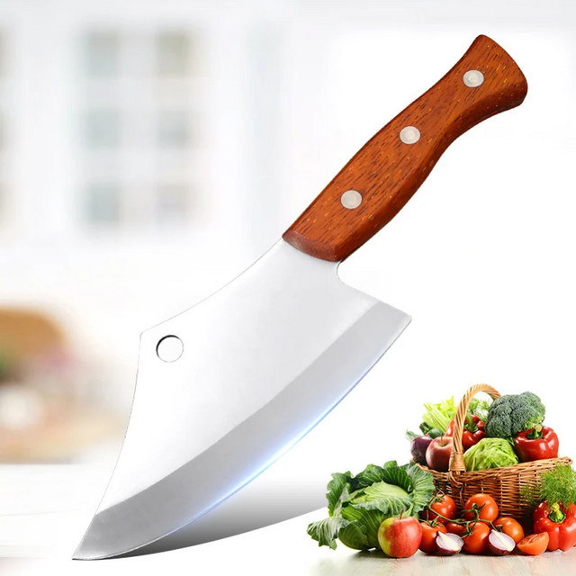 GuanQi Fleischmesser Cleaver aus Holz mit silberner Klinge für Küche, Fisch und BBQ - Bild 1