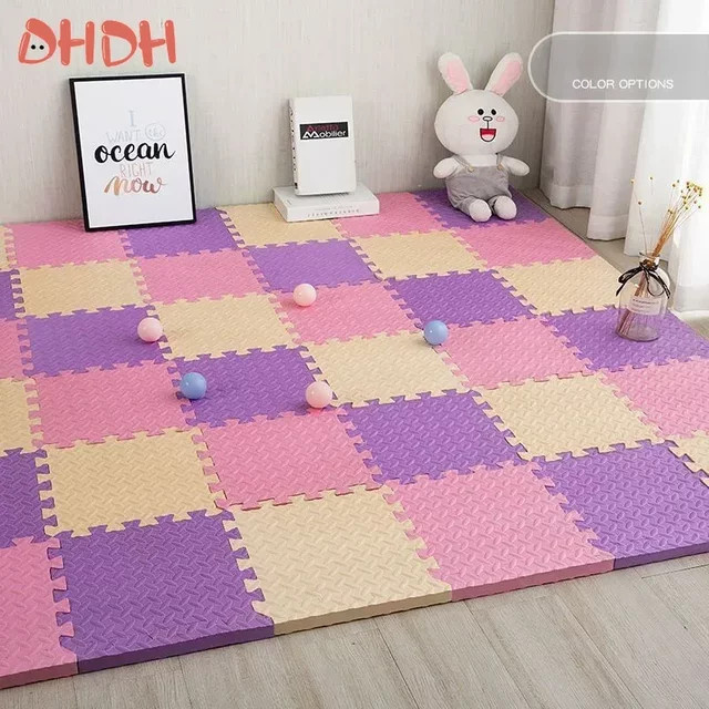 DHDH Schaumstoff Puzzle Teppich Matte für Sport und Fitness, rutschfest und weich, Farben: Lila und Mehrfarbig, B/T/H: 30 x 30 cm - Bild 1
