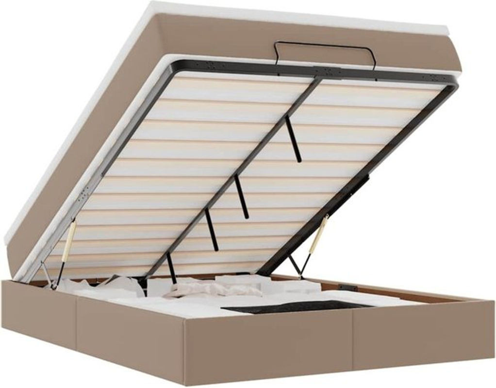 vidaxl Ottoman Polsterbett mit Matratze aus Kunstleder in Braun B/T/H: 140 x 190 x 23,5 cm - Bild 1
