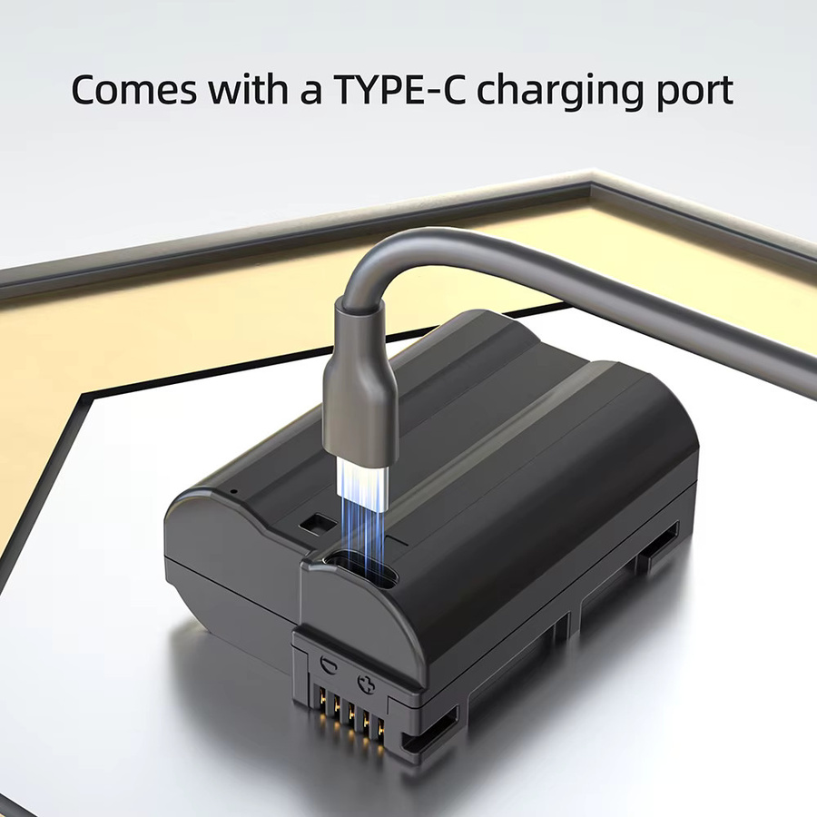 PUJIMAX EN-EL15C Akku mit USB-C Anschluss, 2800mAh, Schwarz, für Nikon Z5, Z6, Z6 II, Z7, Z7II, D7000, D7100, D7200, D850, D750, D7500, D810 - Bild 5