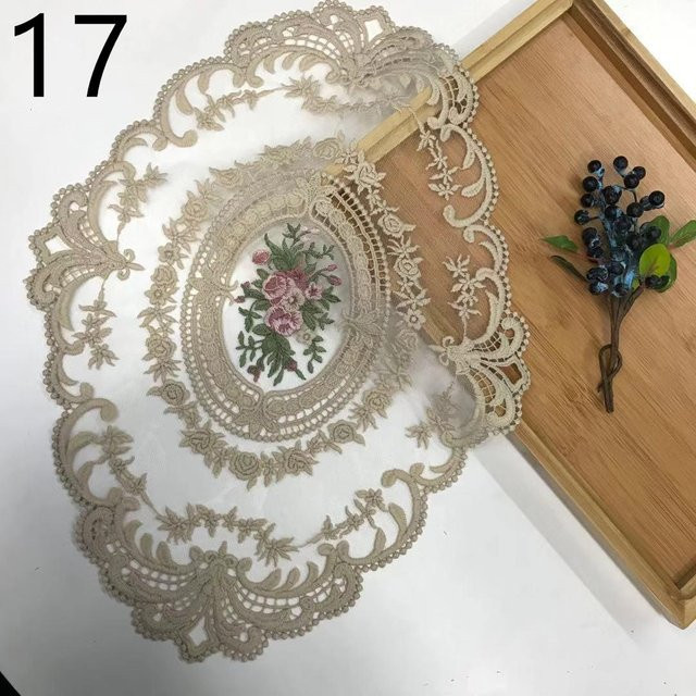 Yiran Furniture Vintage Tischset mit floraler Spitze und Bestickung, B/H: 43 x 30 cm - Bild 1