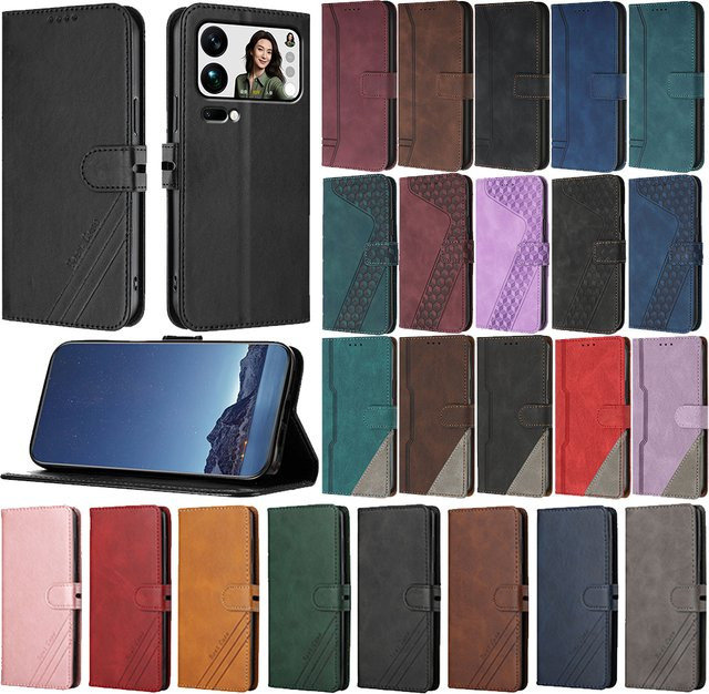 Magnetische Lederhülle für Xiaomi 17 Pro Max Ultra 17T 17TPro 17Max 17Ultra 17Pro mit Kartenfach und Standfunktion in Grau - Bild 1