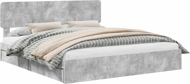 vidaXL Stauraumbett in Betongrau mit Schubladen aus Holzwerkstoff, B/T/H: 200 x 200 x 90 cm - Bild 1