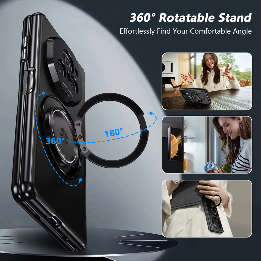 Magnetische Handyhülle für Honor Magic V5 V3 VS3 V2 RSR mit 360 Grad drehbarer Autohalterung und 9H HD gehärtetem Glas in Gold oder Schwarz - Bild 3