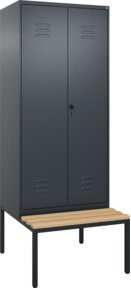 C+P PSA Doppel-Spind Classic PLUS Sitzbank mit 2 Abteilen, Buche-Hartholz, B/T/H: 212 x 80 x 81,5 cm - Bild 1