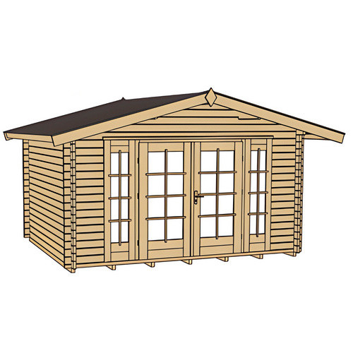 WEKA Gartenhaus 137 Weekendhaus aus Massivholz in Beige mit Satteldach, B/H/T: 460 x 262 x 300 cm - Bild 2