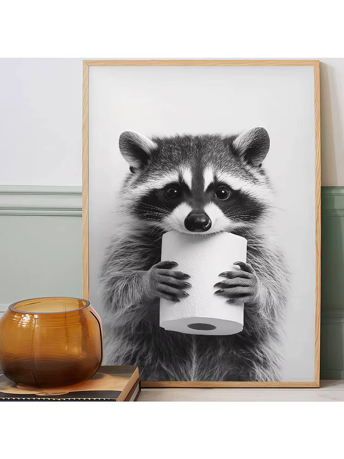 Selbstklebendes Kunstposter von moetch mit Highland Cow, Otter, Katze und Waschbär auf Toilette, modernes Wandbild in Mehrfarbig und Weiß, Rechteckig, Breite: 15,0 cm, Höhe: 15,0 cm - Bild 6