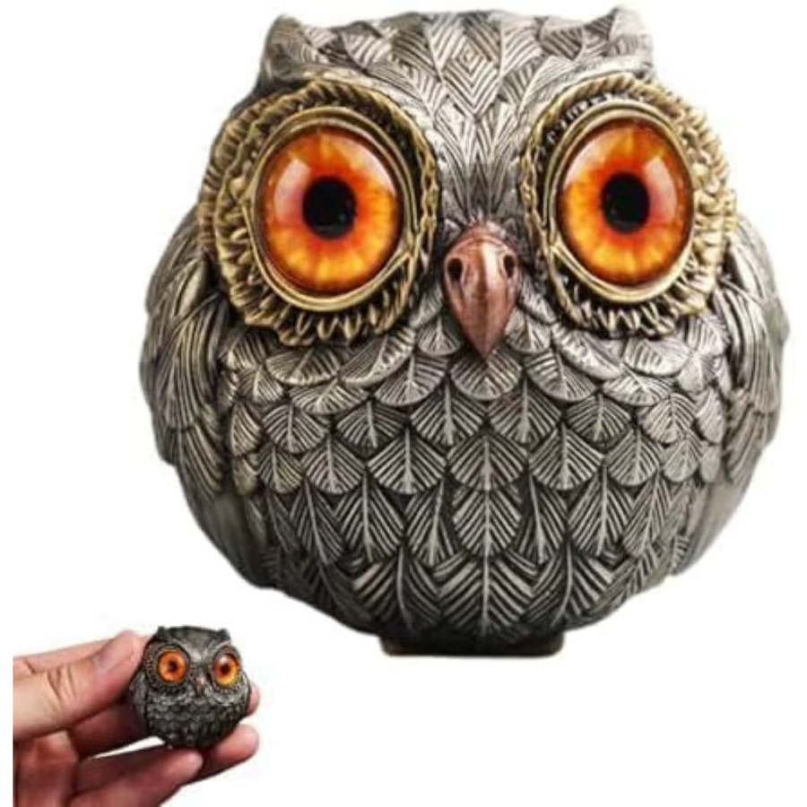 Wise Watcher Lucky Owl Guardian Filz-Eule mit Perlen-Anhänger in Grau - Bild 3