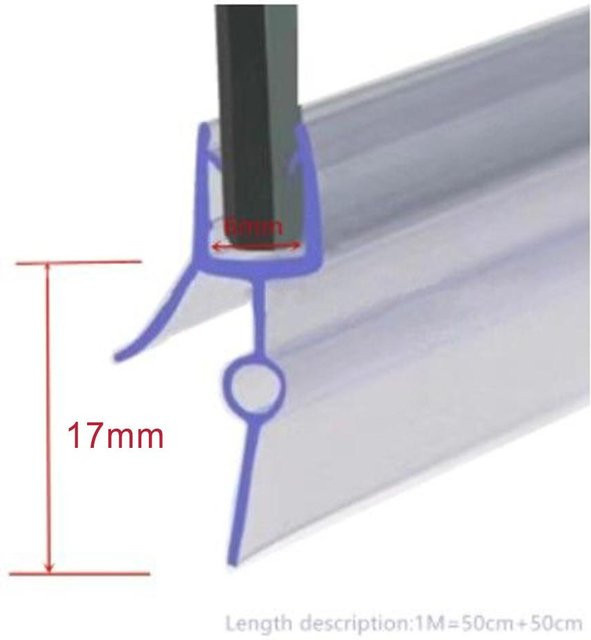 bRoom Duschdichtung für Badezimmer-Glastüren, transparent, 17 mm - Bild 1