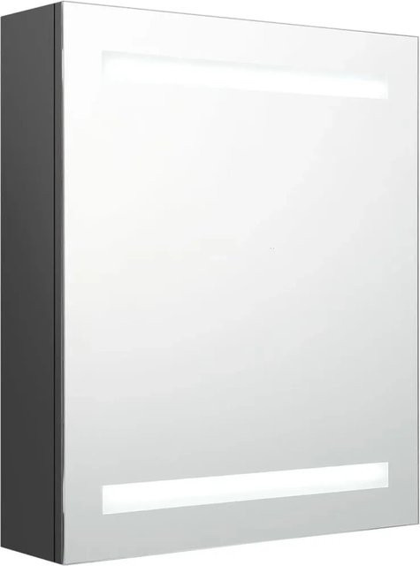 vidaXL LED-Bad-Spiegelschrank Grau mit Soft-Close-Türen und Glaselementen, B/H/T: 50 x 60 x 14 cm - Bild 1