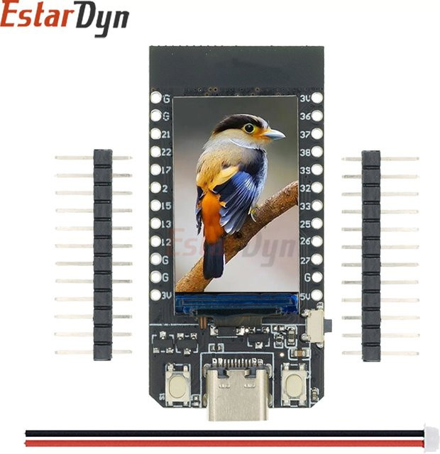 Estardyn T-Display ESP32 Entwicklungsboard mit 1,14 Zoll LCD, WiFi und Bluetooth, Schwarz - Bild 1