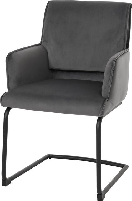 MCW Freischwinger N60 Esszimmerstuhl mit Armlehnen aus Stoff in Dunkelgrau (Öko-Tex) B: 58 cm, T: 54 cm, H: 89 cm - Bild 1