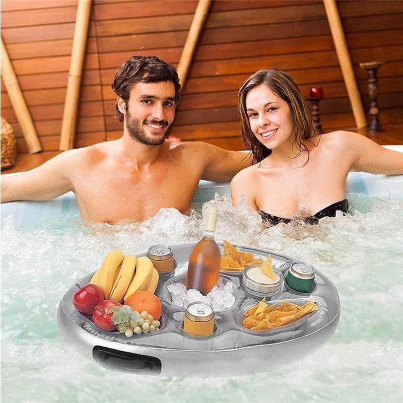 Yuyongzhi Aufblasbare Pool Bar aus PVC mit 8 Löchern als 2 in 1 Getränke und Snack Halter, transparent - Bild 6