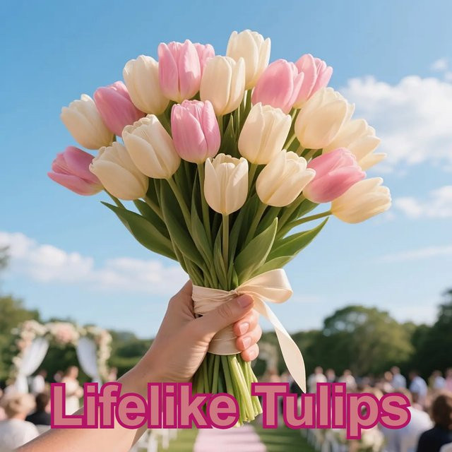 DUTRIEUX Künstliche Tulpen in Pink, Lichtbeständige Seidenblumen im Nordischen Stil für Tischdekoration, Jubiläum und Party - Bild 1