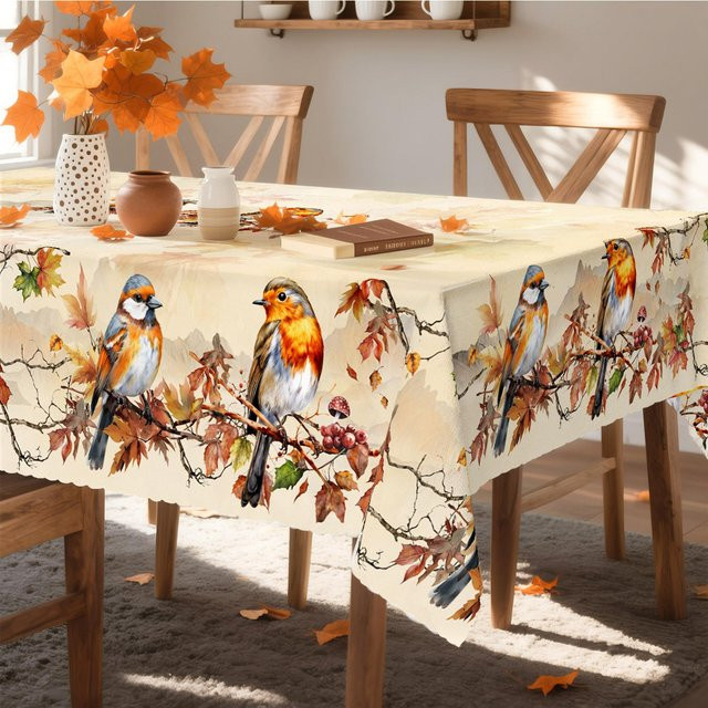 Wasserdichte rechteckige Tischdecke von Beau Maison mit Herbstblattmuster in Multicolour, B/L: 140 x 300 cm - Bild 1
