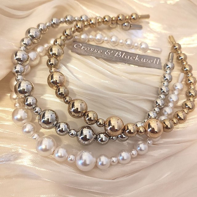 HugesGirl Stirnband mit Perlen, Gold und Silber, Damen - Bild 1