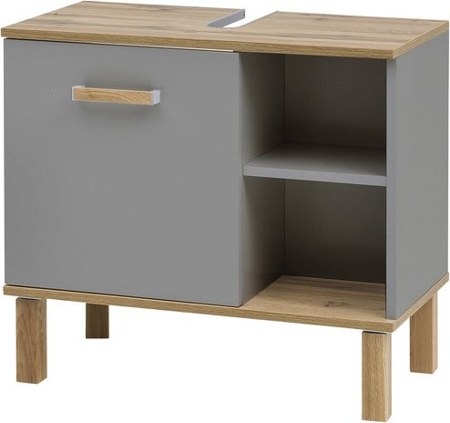 Schildmeyer Waschbeckenunterschrank Padua in Grau mit Eiche Landhaus Design, B/H/T: 65,2 x 60,1 x 35 cm - Bild 1