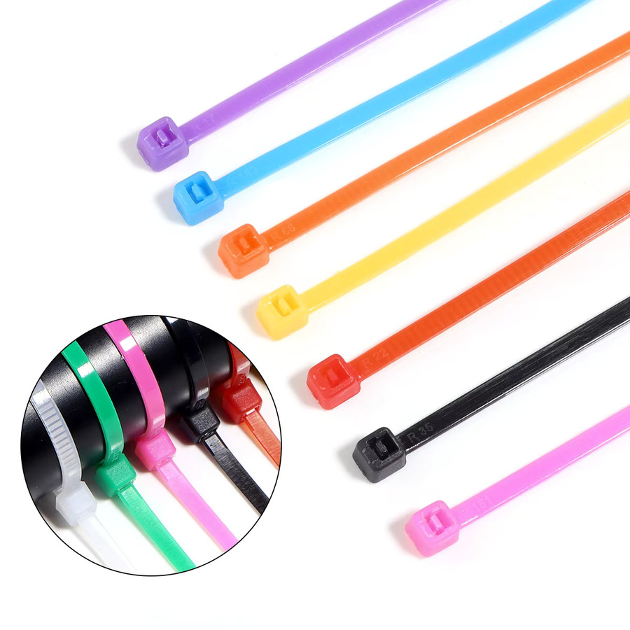 100er Set bunte selbstsichernde Nylon Kabelbinder aus Kunststoff in Weiß und Multicolour - Bild 3