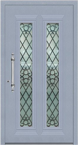KNOCK Aluminium-Haustür Marte grau mit Glaseinsatz und Widerstandsklasse RC2 - Bild 1