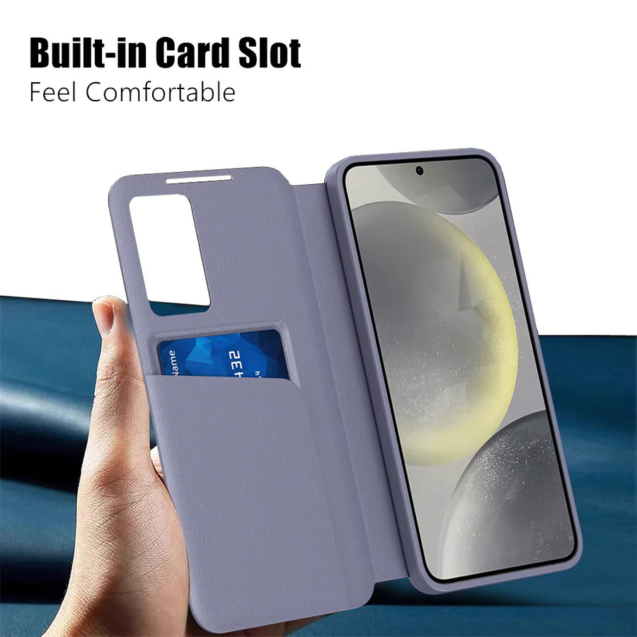 Window View Smart APP Lederhülle für Samsung Galaxy A57 A56 A55 A37 A27 A16 A17 Wallet Flip Cover in Braun mit Anrufannahme-Funktion - Bild 5
