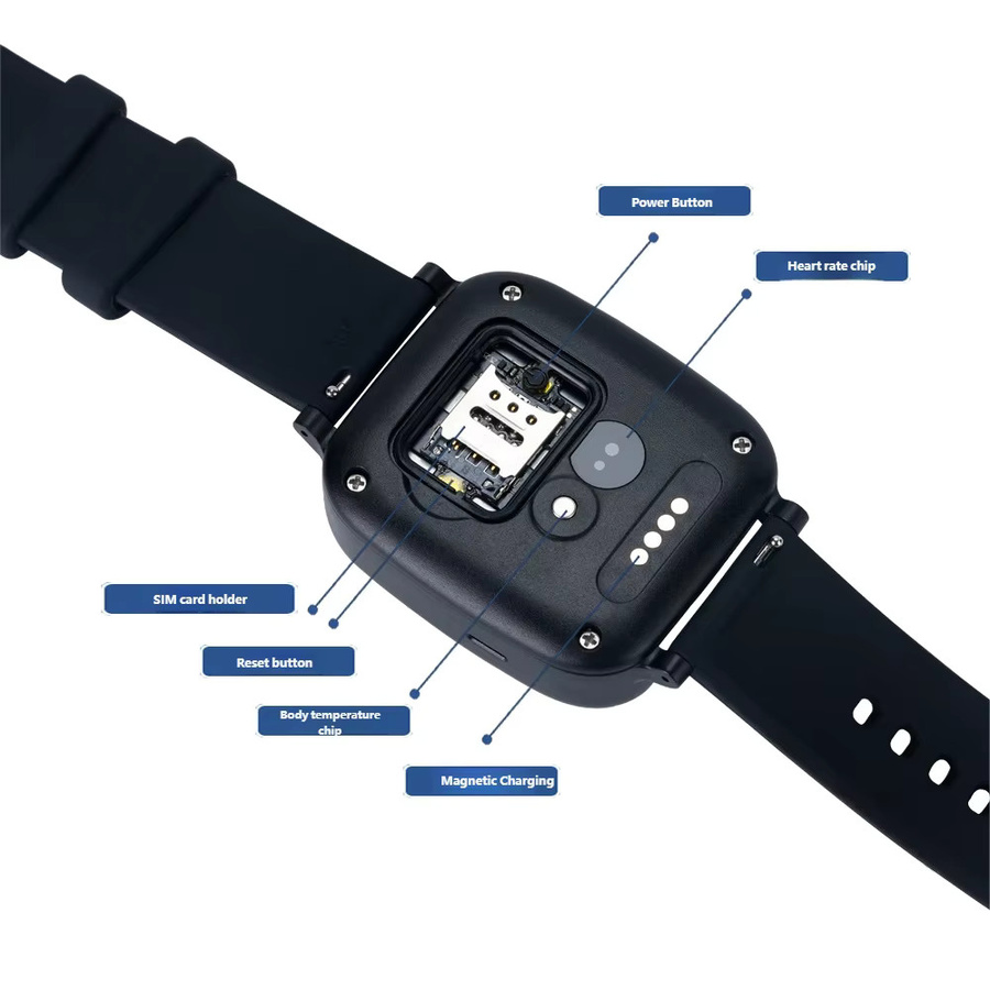 Kinder GPS Smartwatch in Schwarz mit Herzfrequenzmessung, Temperaturanzeige, Schrittzähler, SOS-Funktion, IP67 Wasserdichtigkeit und Zwei-Wege-Anruffunktion - Bild 2