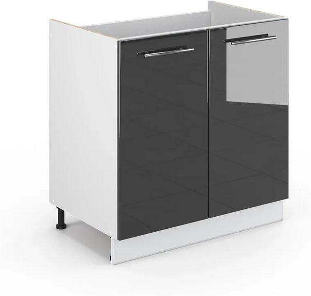 Vicco Spülenunterschrank Fame-Line Küchenzeile in Anthrazit und Weiß Hochglanz Breite: 80 cm - Bild 2