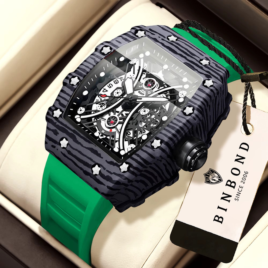 BINBOND Armbanduhr Quarz, Silikon, Schwarz, Herren - Bild 2