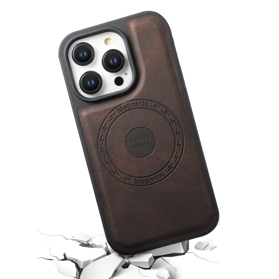 Vintage Lederhülle für Apple iPhone 16 15 14 13 12 Pro Max Plus mit MagSafe Magnetfunktion in Braun - Bild 3