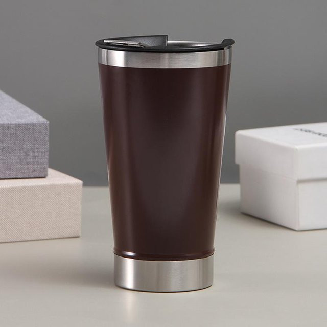 Yiran Furniture Bierglas aus Edelstahl mit Flaschenöffner und Doppelvakuumisolierung, 502,75 ml - Bild 1