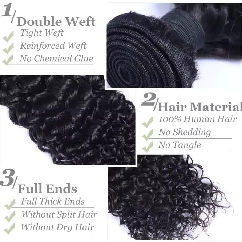 Goodliness Water Jerry Curly Bundles, vietnamesische lockige Echthaarverlängerungen - Bild 4