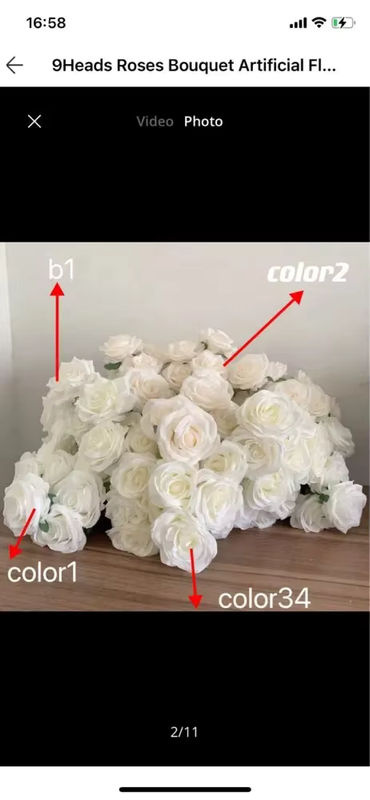 Künstlicher Rosenstrauß von shine&sasha in Milchweiß und Elfenbein mit 9 Köpfen zur Dekoration für Hochzeit und Wohnzimmer - Bild 6