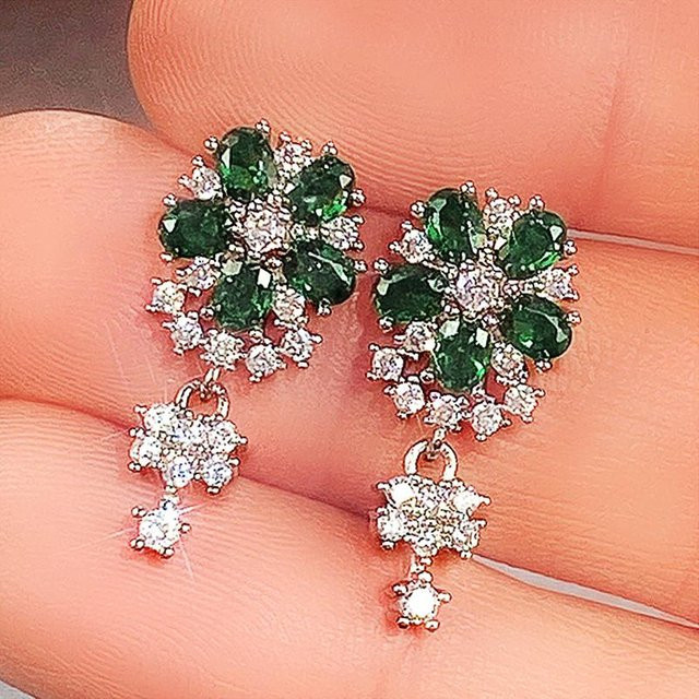 YIRAN Jewelry Hängeohrringe, Messing, Zirkonia, Schwarz, Damen - Bild 1