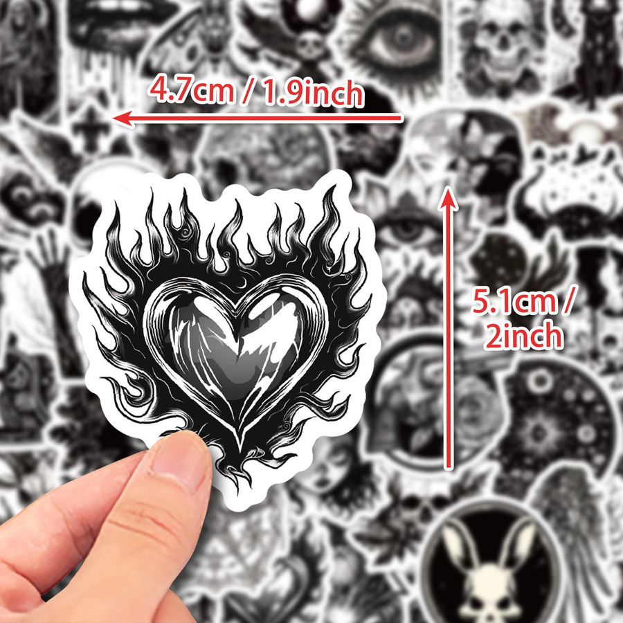 50 Graffiti Aufkleber im Gothic Punk Horror Stil in Schwarz-Weiß für dein Auto - Bild 2