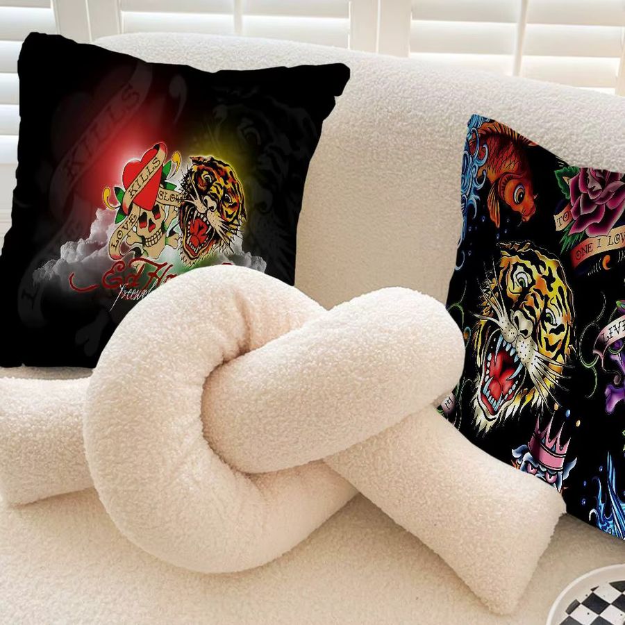 E-Ed H-Hardy Tattoo Tiger Kissenbezug Schwarz B/H: 45 x 45 cm - Bild 5