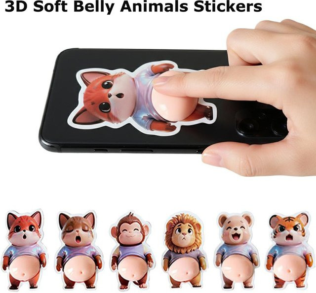 Süße Tiere 3D Puffy Aufkleber, weiche dekorative Bauchtiere in Multicolour für Handyhülle und Scrapbooking - Bild 1