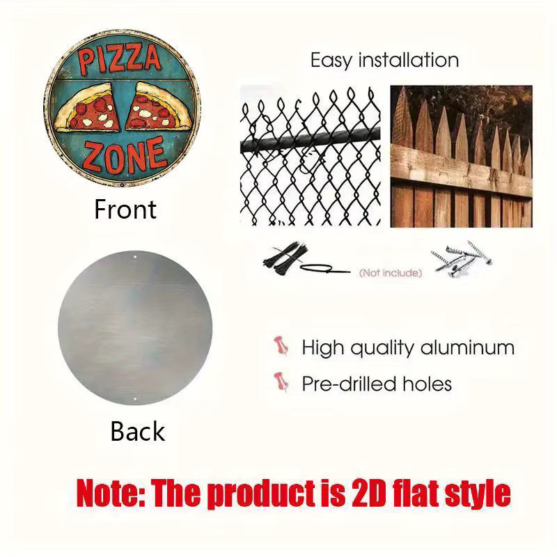 Potdemiel Vintage Pizzazone Aluminiumschild rund, Mehrfarbig, Durchmesser: 20,32 cm - Bild 3