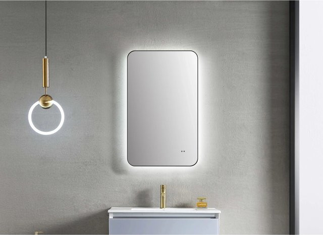DSK LED-Lichtspiegel Real in Schwarz mit Touch-Funktion und Up-Down-Beleuchtung, Breite: 70 cm, Höhe: 43 cm - Bild 1