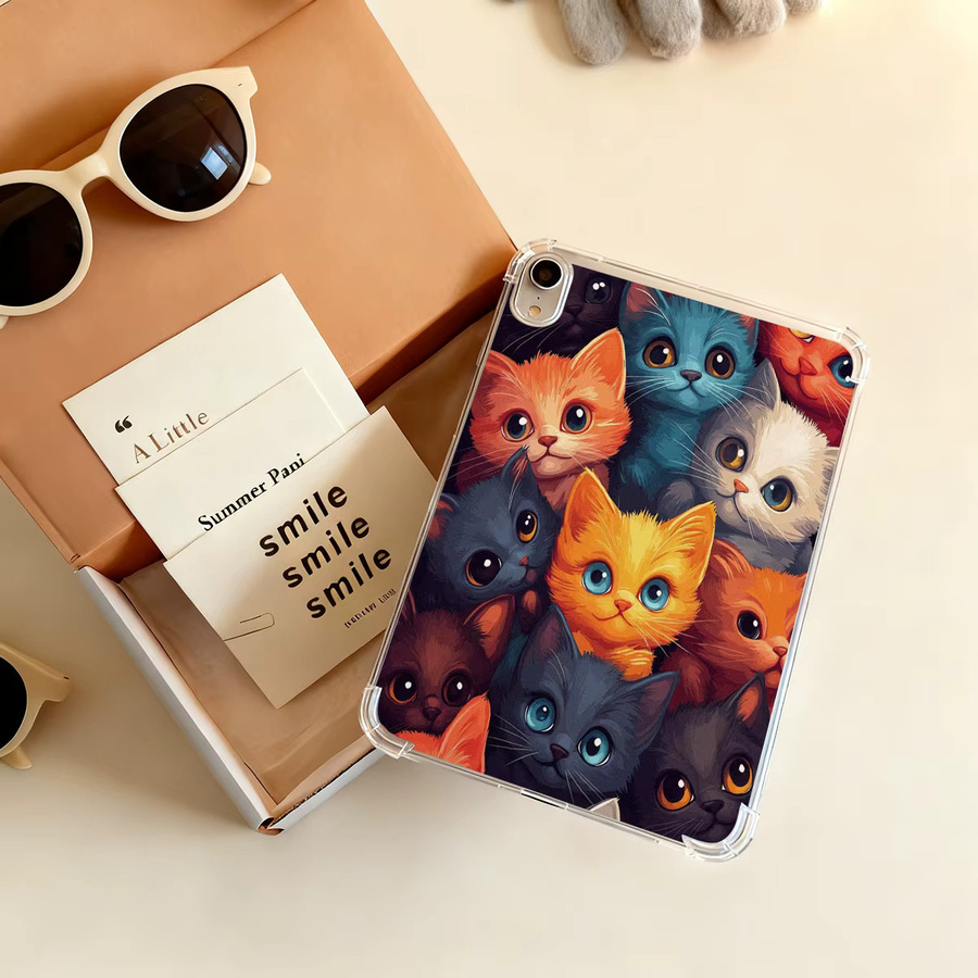 Soft Tablet Schutzhülle mit süßem Katzenmotiv für Apple iPad Pro, iPad Air und iPad Mini in Multicolour - Bild 3
