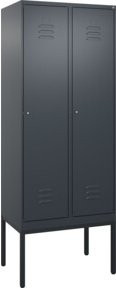 C+P Spind Classic PLUS Garderobenschrank aus Stahl mit 2 Abteilen, Farbe Anthrazit/Schwarz, H x B x T: 212 x 80 x 50 cm - Bild 1