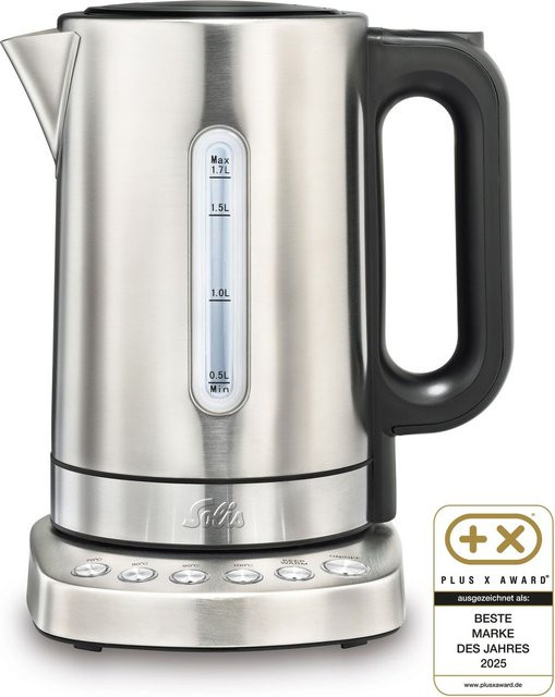 Solis Vario Temp Kettle Wasserkocher aus Edelstahl mit Temperaturwahl, Warmhaltefunktion und Kalkfilter, Silber, 1,7 l, B/H/T: 19 x 28 x 19 cm - Bild 1