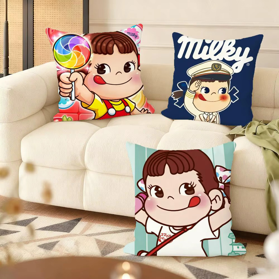 Fujiya M-milky Peko Kissenbezug aus weichem Kurzplüsch in Weiß und Multicolour, quadratisch, B/T/H: 30 x 30 x 30 cm - Bild 3