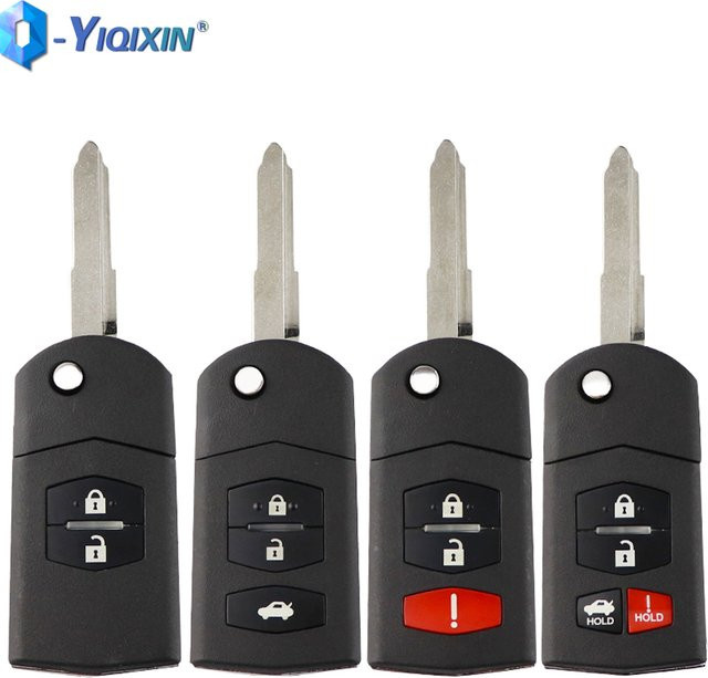 YIQIXIN Flip Auto Fernbedienung Schlüssel Shell für Mazda 2 3 5 6 M6 MX5 CX5 CX7 CX9 RX8 Miata, Kopf Abdeckung für 2/3/4 Tasten, Schwarz - Bild 1