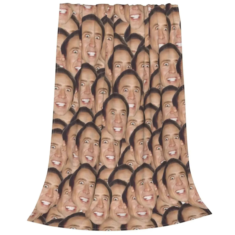 Ultraweiche Nicolas Cage Meme Strickdecke aus Fleece und Polyester, Mehrfarbig - Bild 2
