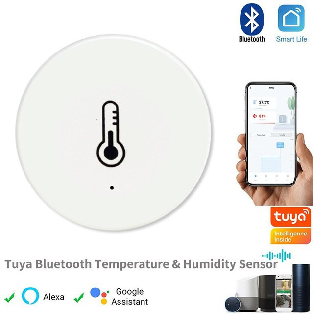 Tuya Zigbee Temperatur- und Feuchtigkeitssensor in Weiß mit App-Steuerung und Kompatibilität für Alexa und Google Assistant - Bild 1