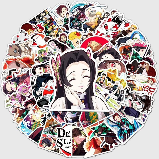50 Stück Bandai Anime Demon Slayer Graffiti Aufkleber, wasserfeste Cartoon Sticker in Multicolour für Laptop, Telefon und Notizbuch - Bild 1