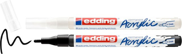 edding 5300 Acrylmarker Set, Farben: Schwarz und Weiß, Spitze: Fein - Bild 1