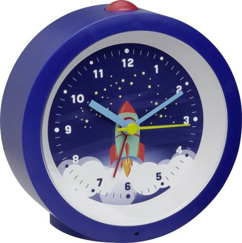TFA Dostmann Analog Quarz Wecker Blau Rund mit Beleuchtung und Schlummerfunktion und geräuschlosem Uhrwerk - Bild 1