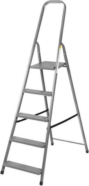 PROREGAL Metal Single Giraffe Einseitige Metall-Bügelleiter mit 6 Stufen, Farbe: Silber/Grau, Höhe: 197 cm, Tragkraft: 125 kg - Bild 1