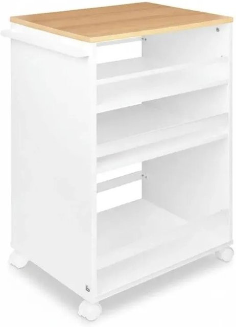 Bomoe Nischenwagen Servierwagen mit Rollen und verstellbaren Regalböden, Weiß und Eiche, B/T/H: 50 x 38 x 79 cm - Bild 1